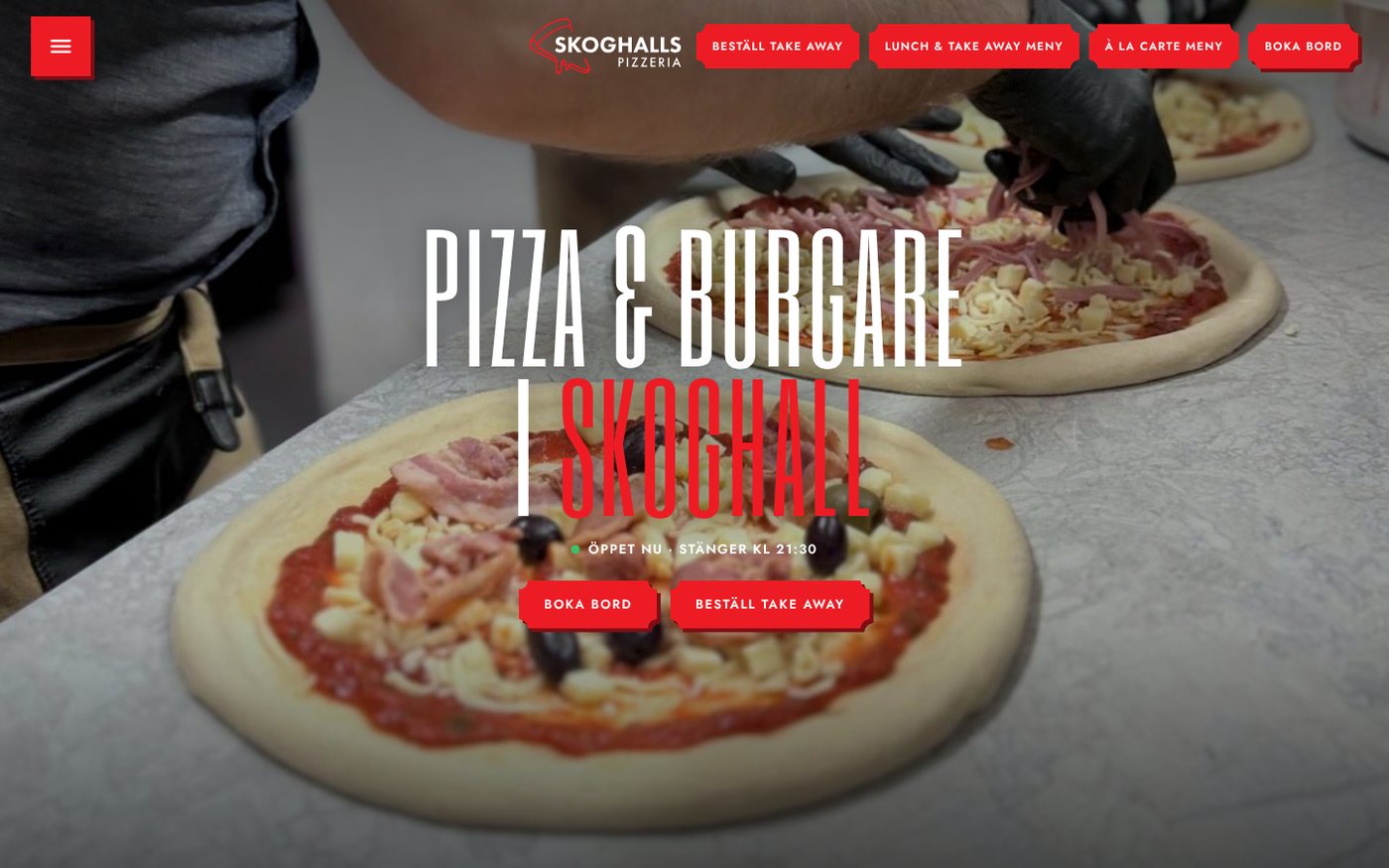 Hemsidan vi byggt åt Skoghalls Pizzeria, visad i datorn